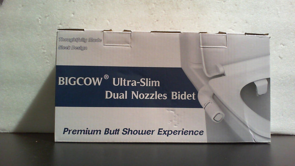 Accesorio de bidé ultradelgado BIGCOW para inodoro: doble boquilla (lavado frontal y posterior) con presión de agua fría ajustable y entrada de acero inoxidable. Solución higiénica para una limpieza impecable. Color plata. 1 unidad.