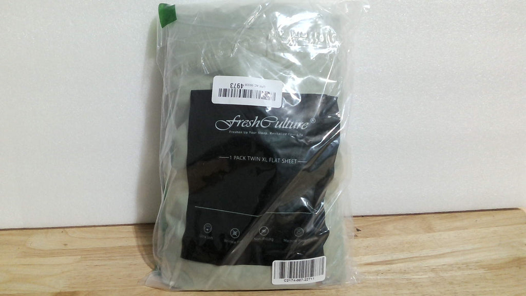Sábana plana individual FreshCulture Twin XL - Calidad hotelera - Superficie de microfibra cepillada - Ultrasuave y transpirable - Sin arrugas - Fácil cuidado - Sábana plana individual (Twin XL, verde salvia)