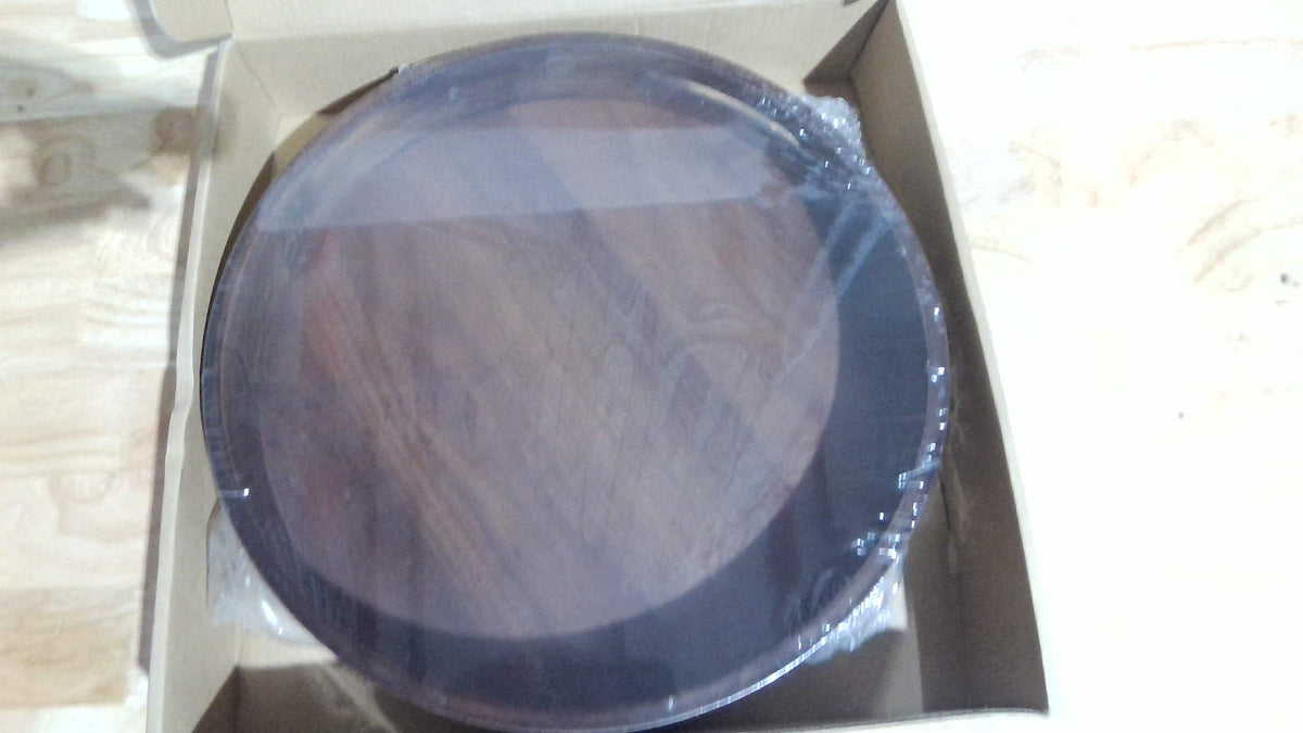 Bandeja redonda de madera para decoración - Bandeja decorativa de madera de 30 cm con vetas de nogal, bandeja vintage marrón para mesa de centro, encimera de cocina o sala de estar.