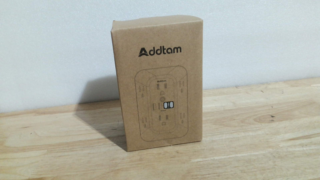 Extensor de enchufes con protector contra sobretensiones Addtam, divisor de 6 tomas con luz nocturna y cargador de pared USB de 4 puertos (2 puertos USB-C), regleta de enchufes múltiples para el hogar, la oficina y la residencia estudiantil.