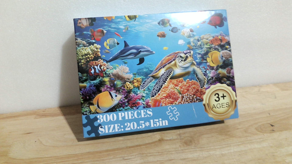 Rompecabezas de 300 piezas del mundo submarino para adultos, rompecabezas de tortuga marina de 300 piezas de cartón reciclado para adultos, juego desafiante para la familia, regalo de decoración para el hogar, juguete para adolescentes, niños y adultos