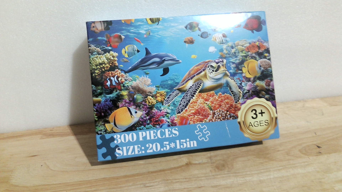 Rompecabezas de 300 piezas del mundo submarino para adultos, rompecabezas de tortuga marina de 300 piezas de cartón reciclado para adultos, juego desafiante para la familia, regalo de decoración para el hogar, juguete para adolescentes, niños y adultos