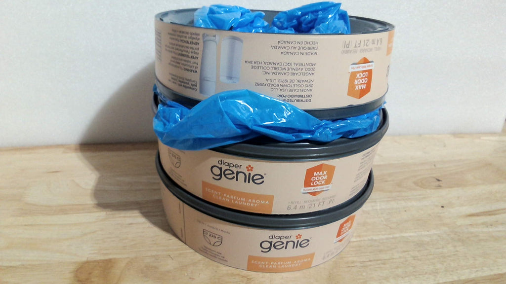 Bolsas de recambio para pañales Diaper Genie, 270 unidades (paquete de 3), aroma a ropa limpia | Recambios para cubo de pañales con máxima protección contra olores | Capacidad para hasta 810 pañales de recién nacido