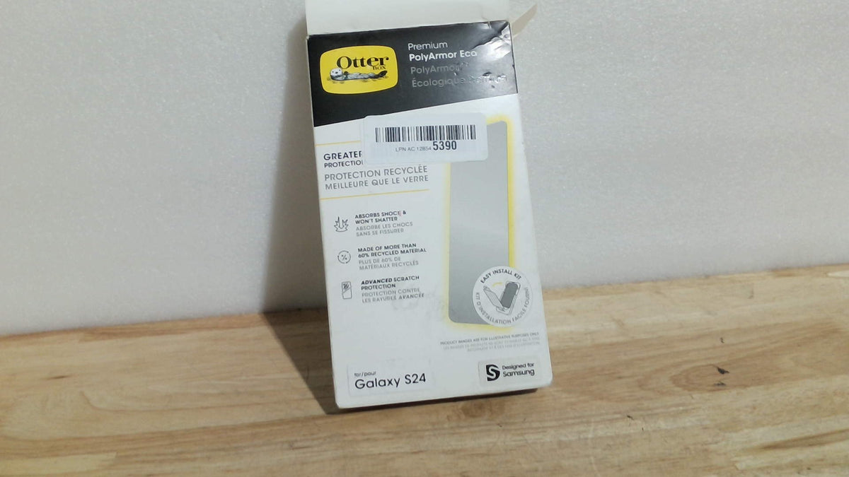 Protector de pantalla OtterBox Polyarmor Premium para Samsung Galaxy S24, claridad vívida, respuesta táctil precisa, fácil instalación.