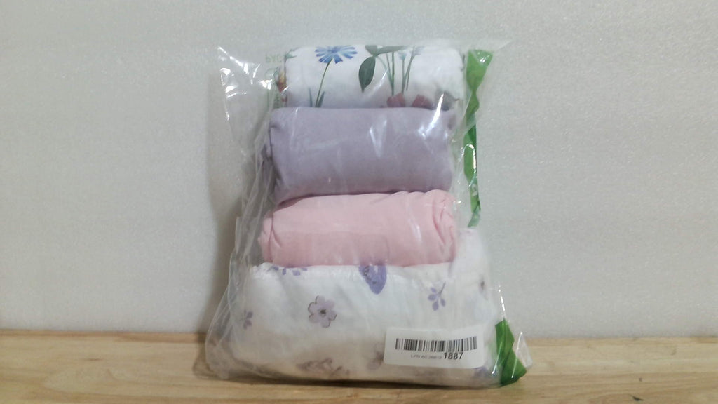 Sábanas ajustables Bimocosy Pack and Play, paquete de 4, sábanas para minicuna Pack n Play de 96,5 x 66 cm para niños y niñas, sábanas suaves y elásticas para colchón de corralito Graco Pack n Play, diseño Butterfly Meadow