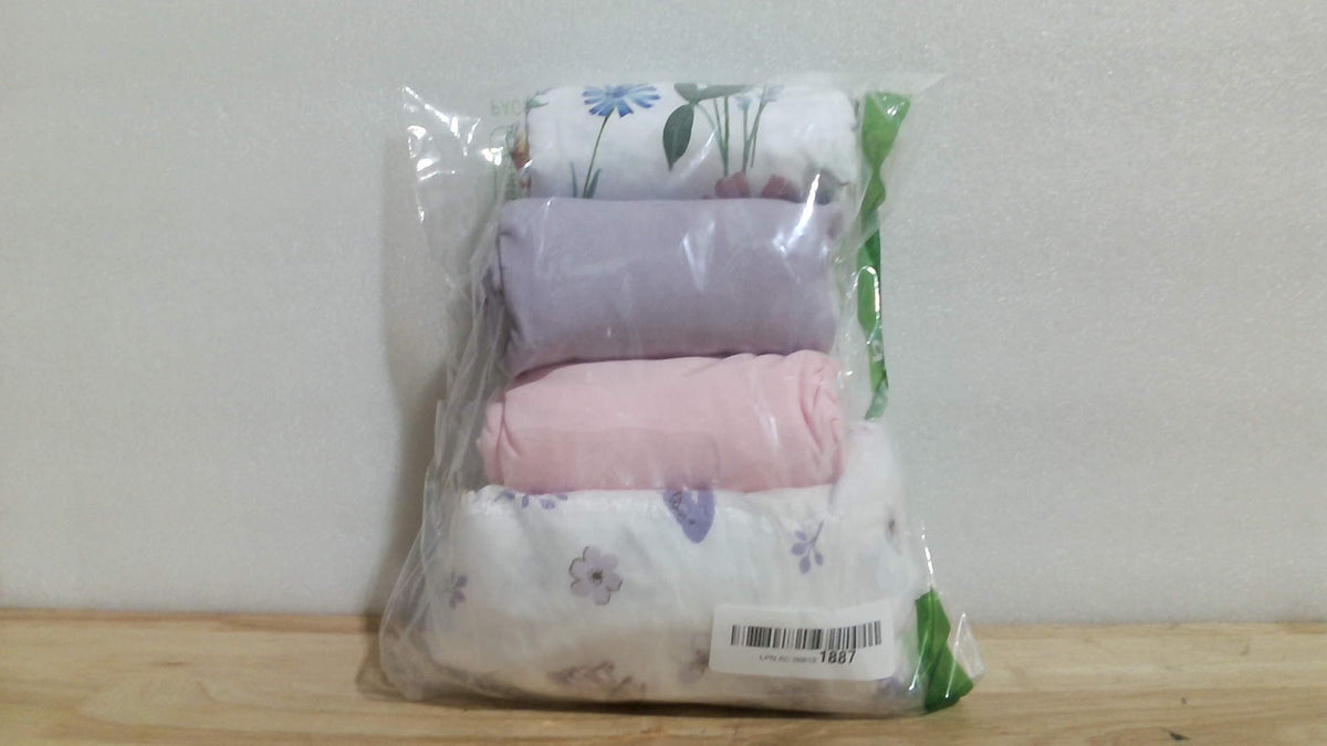 Sábanas ajustables Bimocosy Pack and Play, paquete de 4, sábanas para minicuna Pack n Play de 96,5 x 66 cm para niños y niñas, sábanas suaves y elásticas para colchón de corralito Graco Pack n Play, diseño Butterfly Meadow