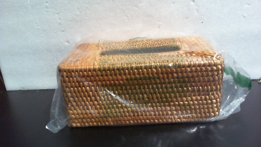 Funda de ratán para caja de pañuelos, soporte rectangular de mimbre para caja de pañuelos, soporte decorativo tejido para pañuelos faciales para baño, cocina, sala de estar, dormitorio (natural)