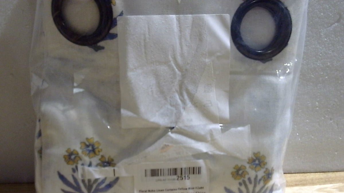 Cortinas Lino color blanco para sala de estar, cortinas transparentes con estampado floral retro, bonitas cortinas modernas de mediados de siglo para ventana de dormitorio, juego de 2 paneles, amarillo y azul