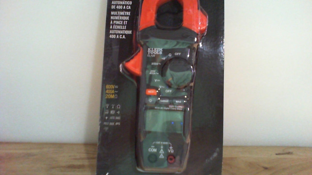 Pinza amperimétrica digital Klein Tools CL120, rango automático de 400 amperios CA, voltaje CA/CC, resistencia, continuidad, detector de voltaje sin contacto.