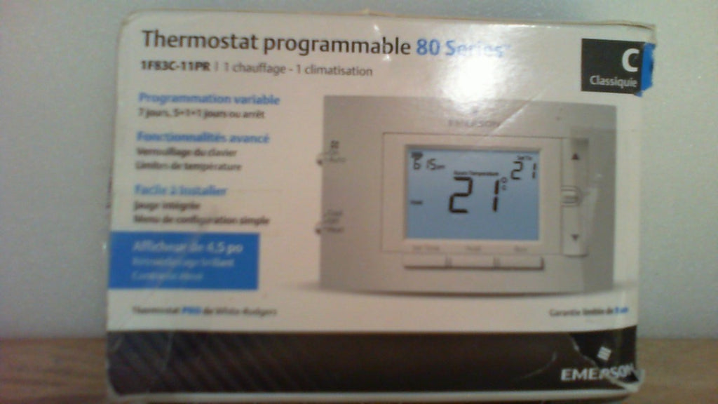 Termostato programable convencional Emerson 1F83C-11PR (1H/1C), blanco