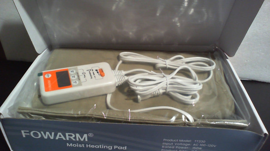 Almohadilla térmica de calor húmedo FOWARM para espalda, cuello, hombros y cólicos menstruales, almohadilla eléctrica con peso para un alivio profundo del dolor, apagado automático, funda suave lavable y extraíble, tamaño grande de 11.8" x 26".