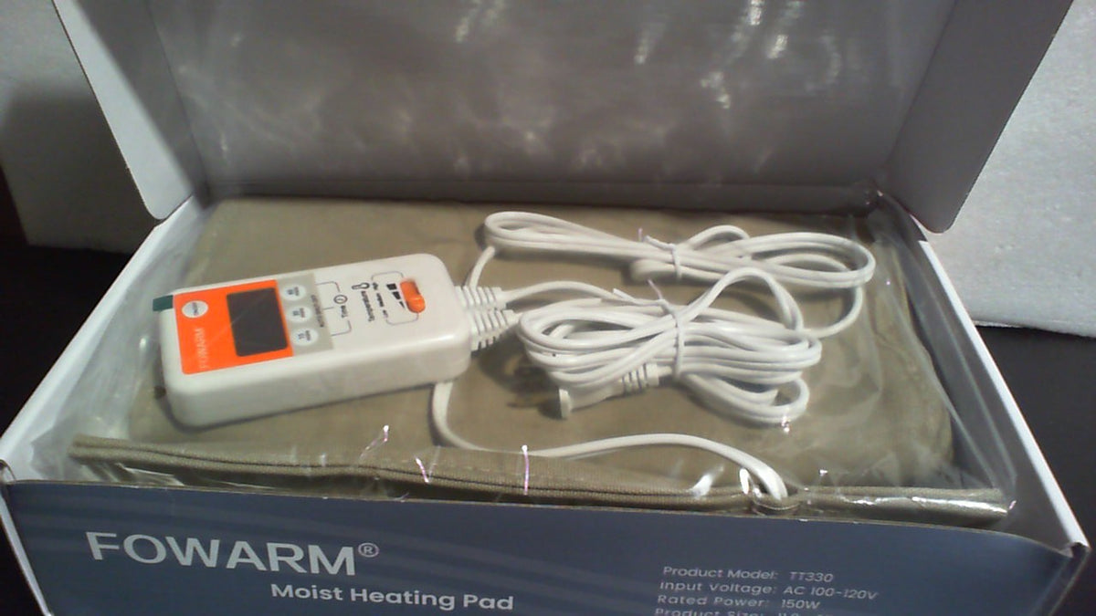 Almohadilla térmica de calor húmedo FOWARM para espalda, cuello, hombros y cólicos menstruales, almohadilla eléctrica con peso para un alivio profundo del dolor, apagado automático, funda suave lavable y extraíble, tamaño grande de 11.8" x 26".