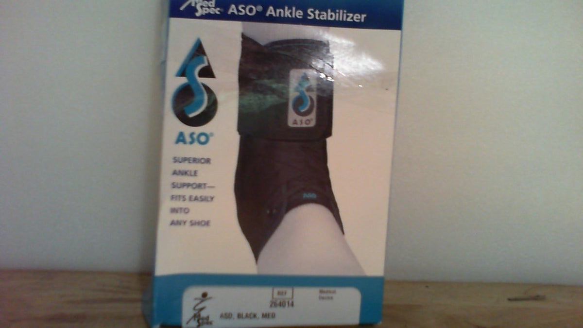 Estabilizador de tobillo Med Spec ASO (pequeño, negro) – Tobillera con cordones para esguince de tobillo y tendinitis peronea, soporte ortopédico para tobillo para hombres, mujeres, adultos, adolescentes y niños, recuperación de lesiones deportivas