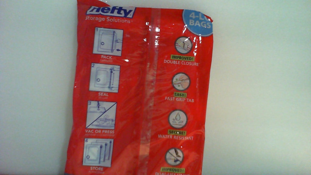 Bolsas de almacenamiento al vacío Hefty Shrink-Pak - 4 bolsas grandes para ropa, almohadas, toallas o mantas - Bolsas de sellado al vacío que ahorran espacio, ideales para guardar debajo de la cama.