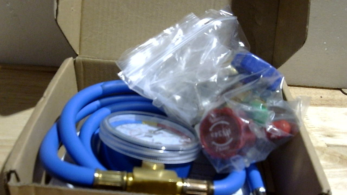 Kit de recarga de freón Lichamp para refrigeradores A/C R134A con válvula perforadora tipo bala, grifo perforador y autosellante para latas 134A