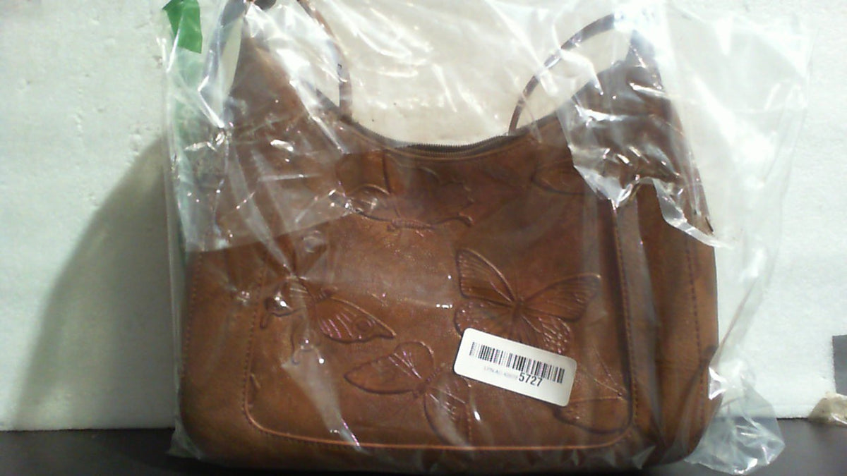 Bolso de hombro pequeño BELTANA para mujer, bolso hobo de piel vegana con estampado de mariposas y asa superior, bolso de mano moderno para uso diario (marrón)