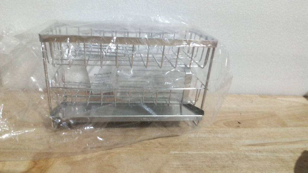 Organizador de fregadero de cocina Cisily Silver de 2 niveles con soporte flexible para cepillo de platos y soporte para esponja para la encimera del fregadero, decoración del hogar, acero inoxidable