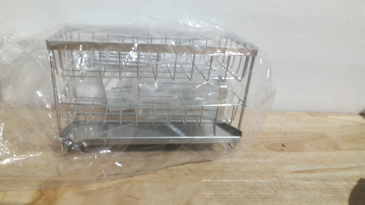 Organizador de fregadero de cocina Cisily Silver de 2 niveles con soporte flexible para cepillo de platos y soporte para esponja para la encimera del fregadero, decoración del hogar, acero inoxidable