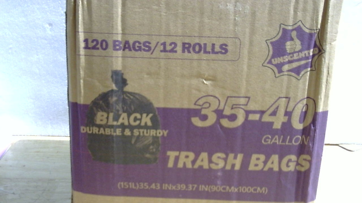 Bolsas de basura negras de 35-40 galones, paquete de 120 unidades - Bolsas de basura grandes de 35" x 40", bolsas resistentes para contenedores de basura de más de 30 galones para uso doméstico, comercial, residuos de jardín y a granel.