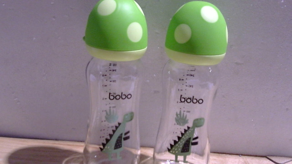 Biberón de vidrio natural YOHKOH con tetina de flujo medio de nivel 2, biberones anticólicos para recién nacidos, biberón de vidrio con cuello ancho tipo hongo (250 ml (paquete de 2), verde2)