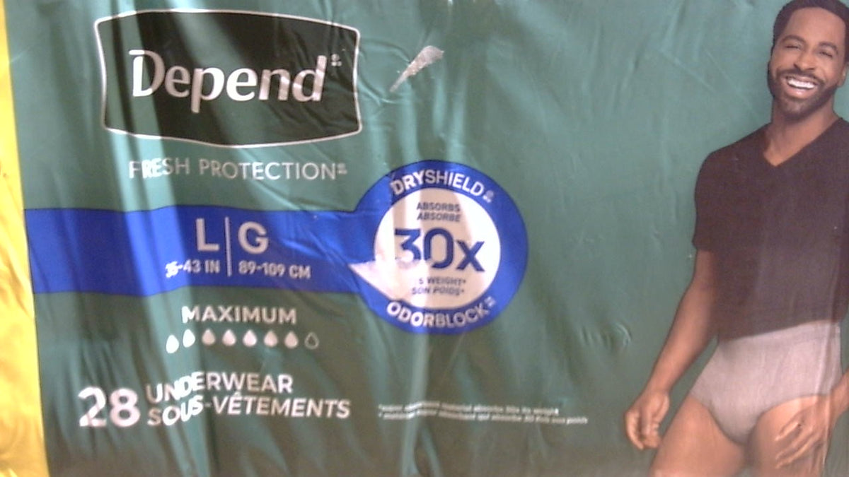 Pañales para adultos Depend Fresh Protection, ropa interior para incontinencia masculina, desechables, máxima protección, talla grande, color gris, paquete de 28 unidades. El empaque puede variar.