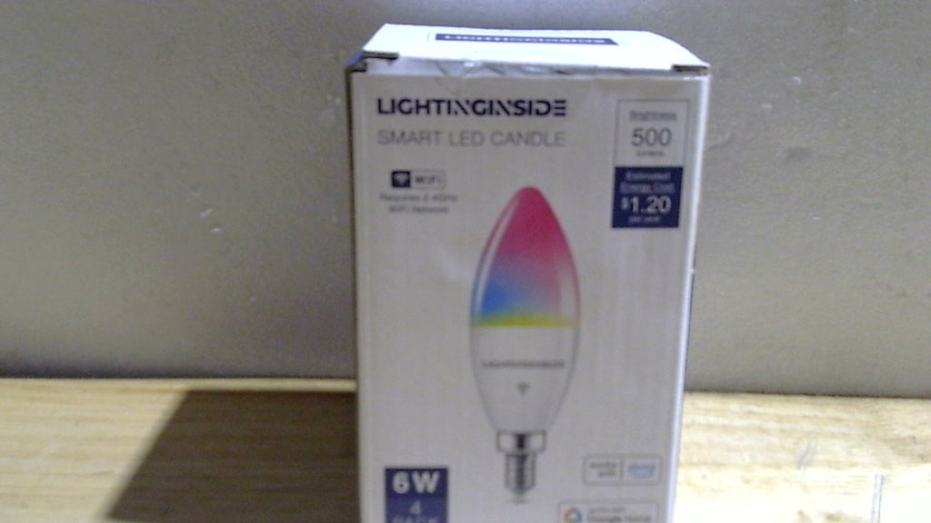 Bombillas inteligentes Lightinginside E12, equivalentes a 60 W, compatibles con Alexa/Google Home/SmartLife, 500 lúmenes, 6 W, RGBCW, tipo candelabro, no requieren concentrador, WiFi 2.4G y BLE, certificación ETL, paquete de 4 unidades.