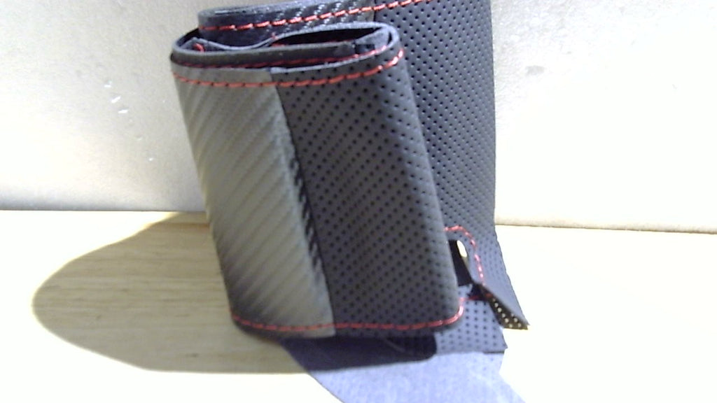 Funda para volante Kivnto DIY a medida para Ford Mustang 2015 2016 2017 2018 2019 2020 2021, 15 pulgadas, cuero negro, fibra de carbono, accesorios para el interior.
