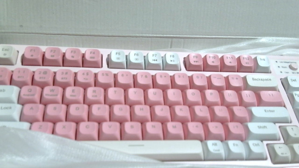 Teclado AULA de 99 teclas, teclado inalámbrico para juegos, teclados para computadora Bluetooth, color crema, bonito, con teclado numérico, retroiluminación RGB, triple modo, BT/2.4GHz/USB-C - Rosa