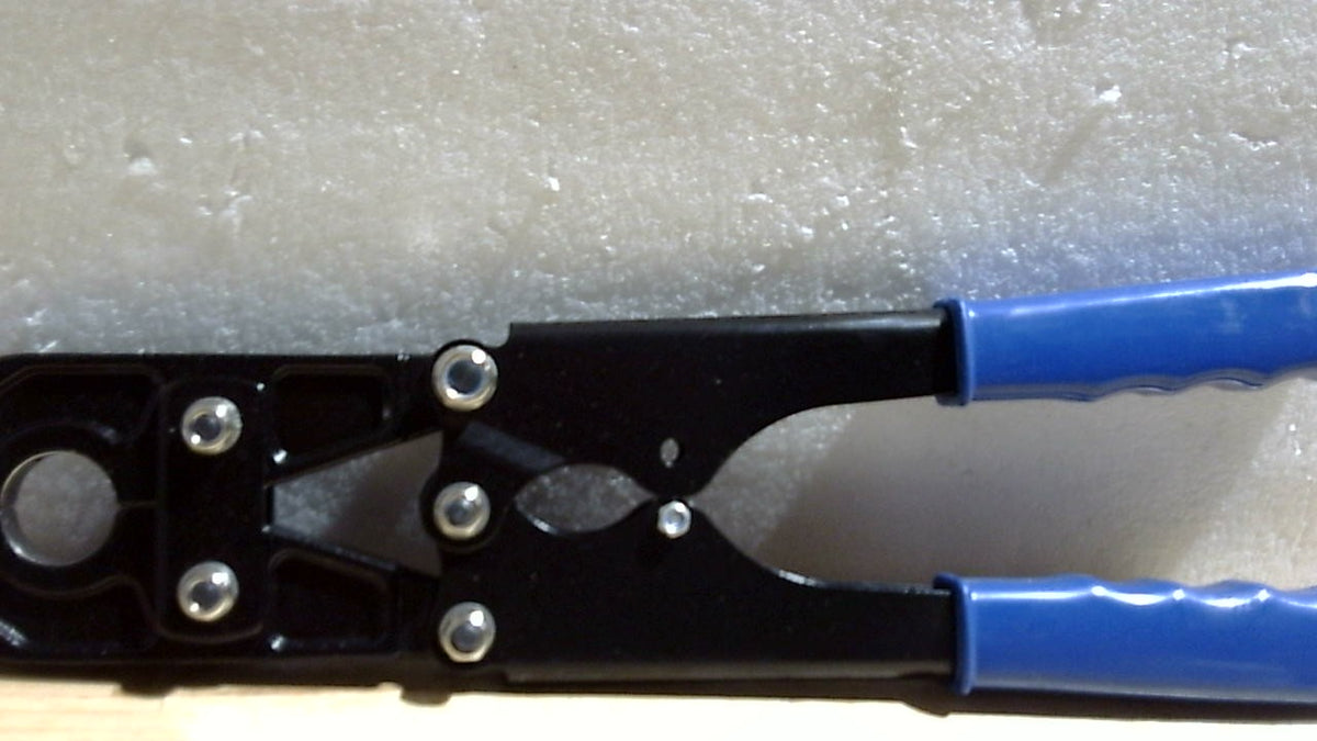 SOLO VIENE LA PRENSA MANUAL SIN ACCESORIOS-Kit combinado de crimpado PEX Delgada de 1/2" y 3/4" para crimpar anillos de cobre con calibre pasa/no pasa. Cumple con la norma ASTM F1807.