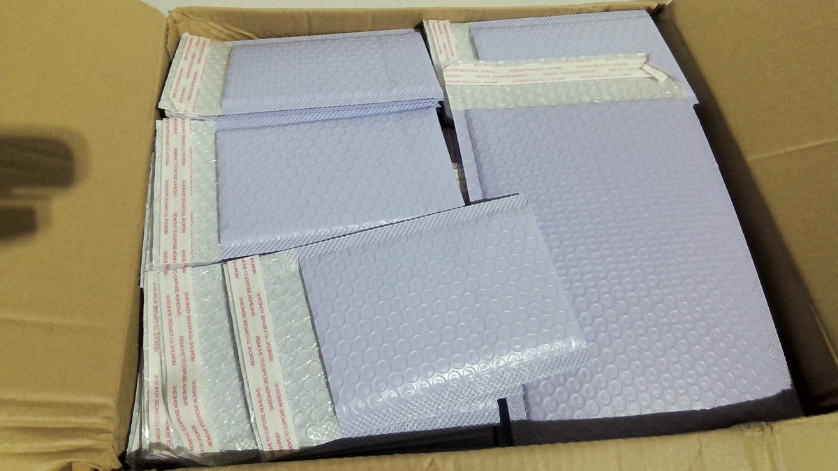 Henoyso sobres acolchados de burbujas, 4 tamaños, autoadhesivos, impermeables, con cierre hermético, para envíos postales y embalaje de pequeñas empresas (morado)