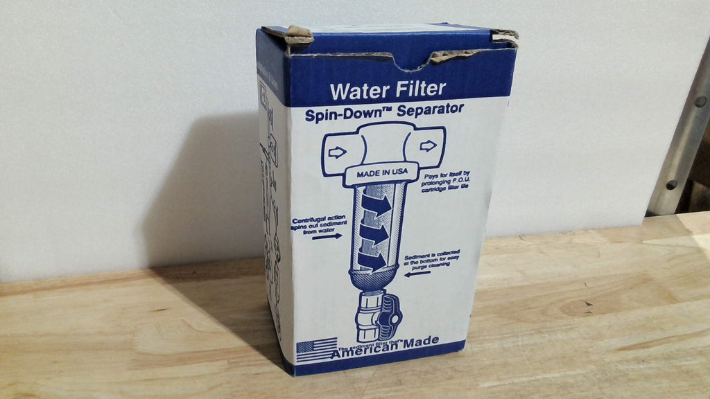 Filtro de agua tipo T Rusco/Vu-Flow de 1" (1 pulgada), PVC, malla 100, con sistema de centrifugado para sedimentos.