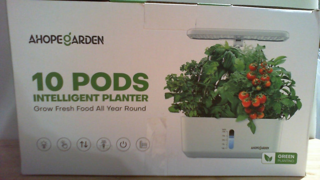 Sistema de cultivo hidropónico para jardín interior Ahopegarden: kit de germinación de plantas con 10 cápsulas, lámpara de cultivo de hierbas y hortalizas para encimera con luz LED - Maceta hidropónica para cosechar lechuga