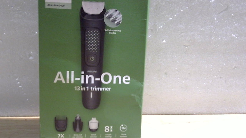 Recortadora Norelco Philips All-in-One Serie 3000 13 en 1 para hombre, recortadora de barba y cortapelos, cuchillas metálicas autoafilables y 8 ajustes de longitud, MG3939/50 #6149