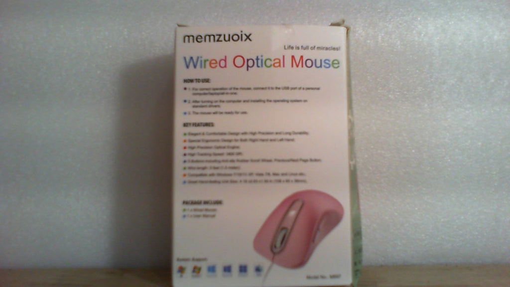 Ratón con cable memzuoix, ratón USB para ordenador, 1400 DPI, ratón óptico móvil, diseño ergonómico, con cable de 1,5 m para portátil, PC, ordenador de sobremesa, MacBook, 5 botones (rosa).
