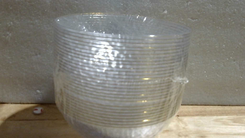 Rubtlamp Paquete de 30 cuencos desechables transparentes, cuencos de plástico transparente con borde dorado, cuencos de sopa de plástico resistente de primera calidad de 355-473 ml para fiestas, bodas y días festivos.