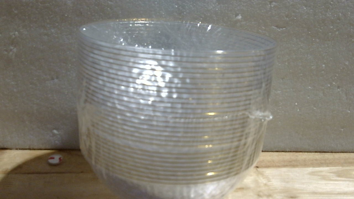 Rubtlamp Paquete de 30 cuencos desechables transparentes, cuencos de plástico transparente con borde dorado, cuencos de sopa de plástico resistente de primera calidad de 355-473 ml para fiestas, bodas y días festivos.
