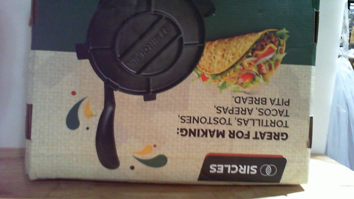 Prensa para tortillas de hierro fundido SIRCLES de 30 cm (12 pulgadas) - Prensa para tortillas resistente para tortillas caseras de maíz y harina - Herramienta de cocina duradera y pre-sazonada
