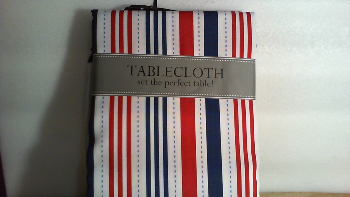 mantel de mesa azul-rojo-blanco.