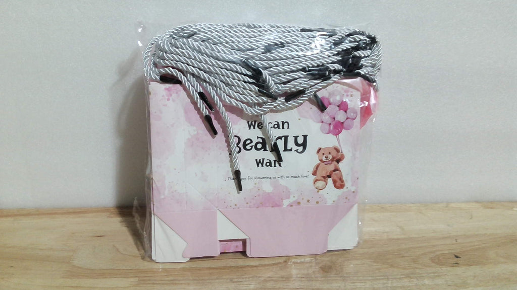 Spakon Paquete de 25 Bolsas de Regalo para Baby Shower con Diseño de Osos "Apenas Podemos Esperar" Bolsas de Regalo para Baby Shower con Asas y Cintas Recuerdos para Fiestas de Revelación de Género para Invitados (Rosa)