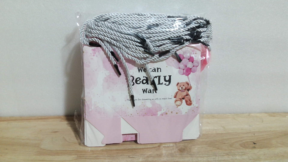 Spakon Paquete de 25 Bolsas de Regalo para Baby Shower con Diseño de Osos "Apenas Podemos Esperar" Bolsas de Regalo para Baby Shower con Asas y Cintas Recuerdos para Fiestas de Revelación de Género para Invitados (Rosa)