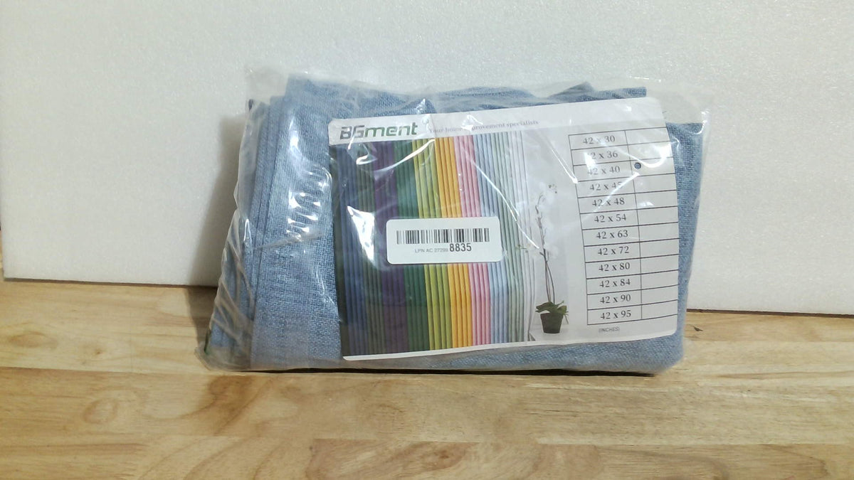 Cortinas de lino azul BGment de 40 pulgadas de largo para ventanas pequeñas, cortinas pequeñas que filtran la luz para cafetería, oficina, baño, dormitorio, estilo rústico, con bolsillo para barra y trabillas traseras, 42 pulgadas de ancho