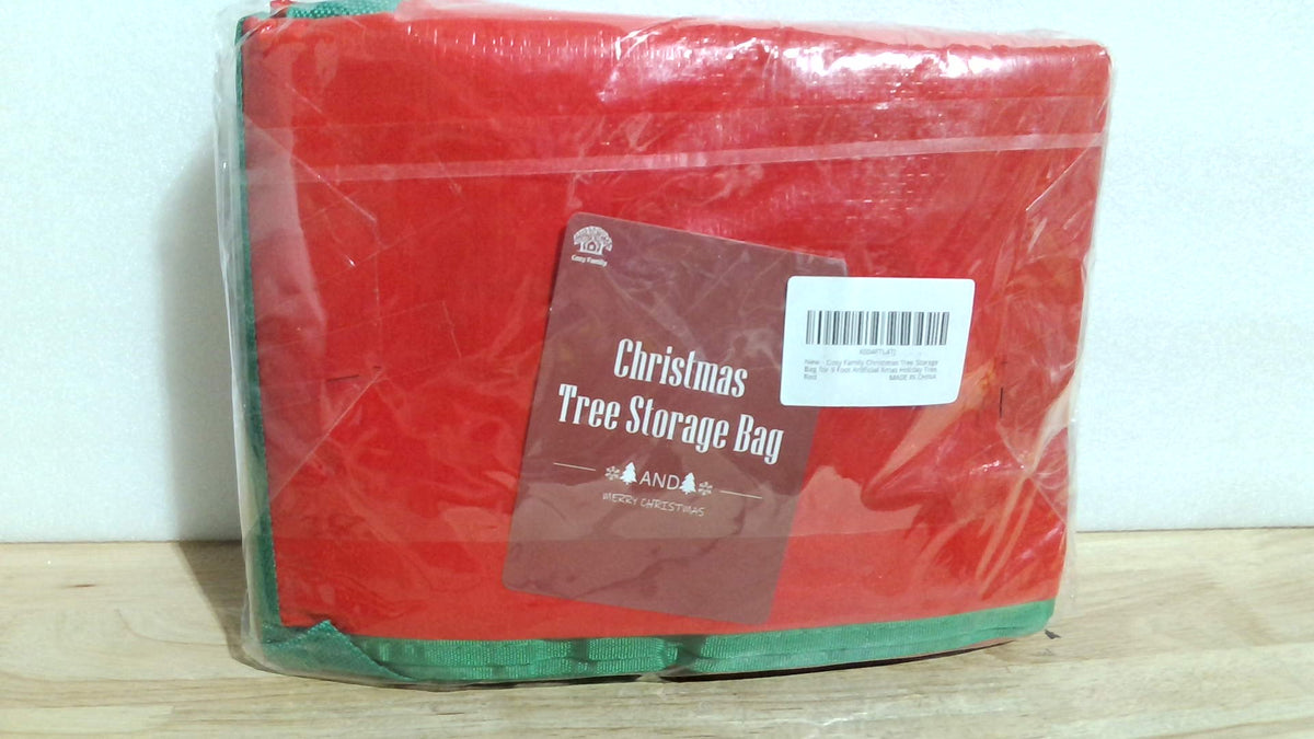 Bolsa de almacenamiento para árbol de Navidad Cosy Family de 2,74 m (9 pies) - Bolsa extragrande, resistente y duradera para árboles de Navidad artificiales con asas reforzadas y doble cremallera de amplia apertura - Roja