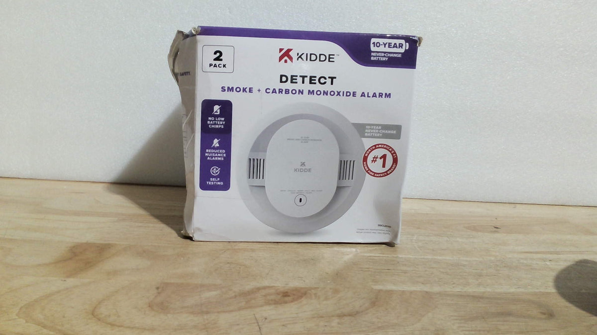 Detector de humo y monóxido de carbono Kidde, funciona con pilas durante 10 años, indicadores LED de estado, alarma de 85 dB, 5 pulgadas, 30CUD10, paquete de 2