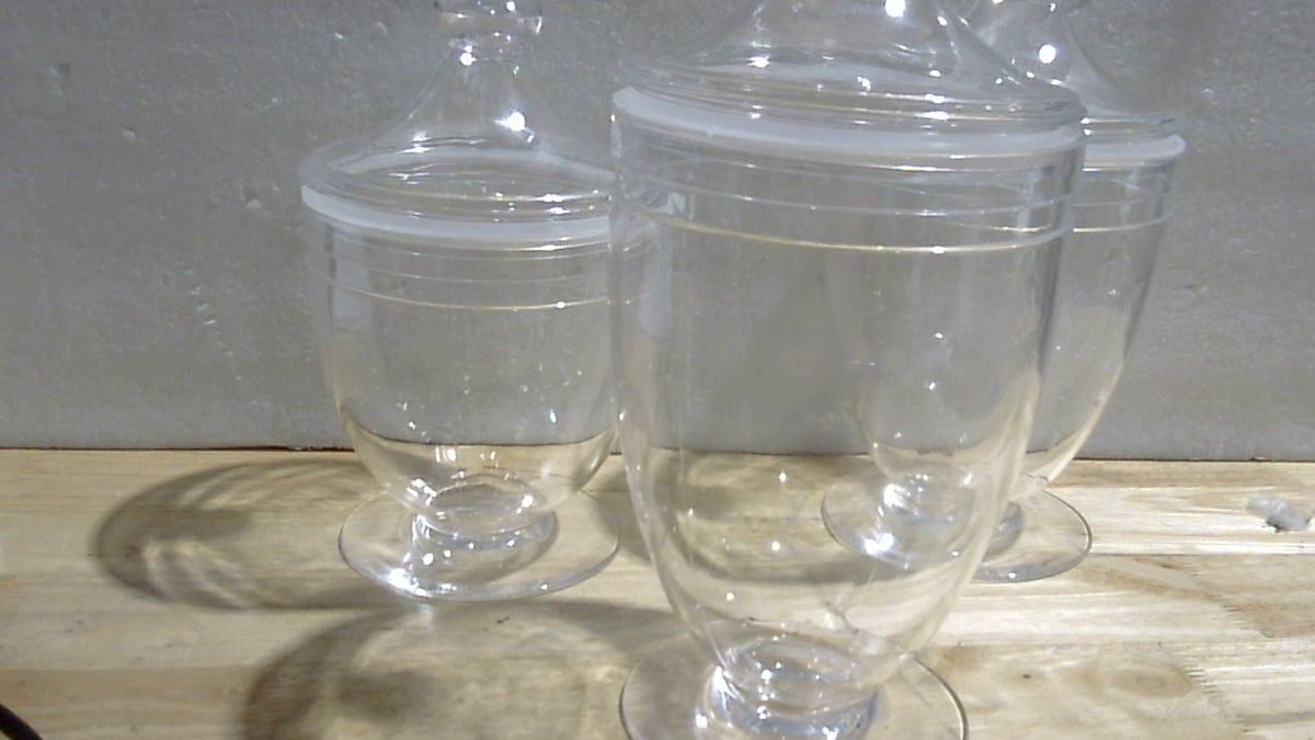 3 tarros de acrílico tipo boticario con tapa hermética, tarros para dulces para mesa de dulces, botes decorativos para baño (42 oz/34 oz/29 oz)