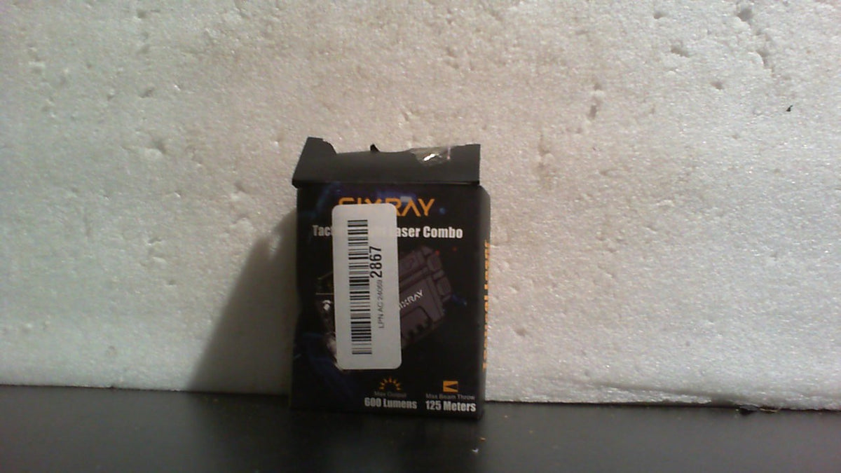 Linterna y láser rojo recargable SIXRAY para pistola, combo de linterna táctica de 600 lúmenes con haz rojo, luz estroboscópica, carga magnética, compatible con riel Picatinny.