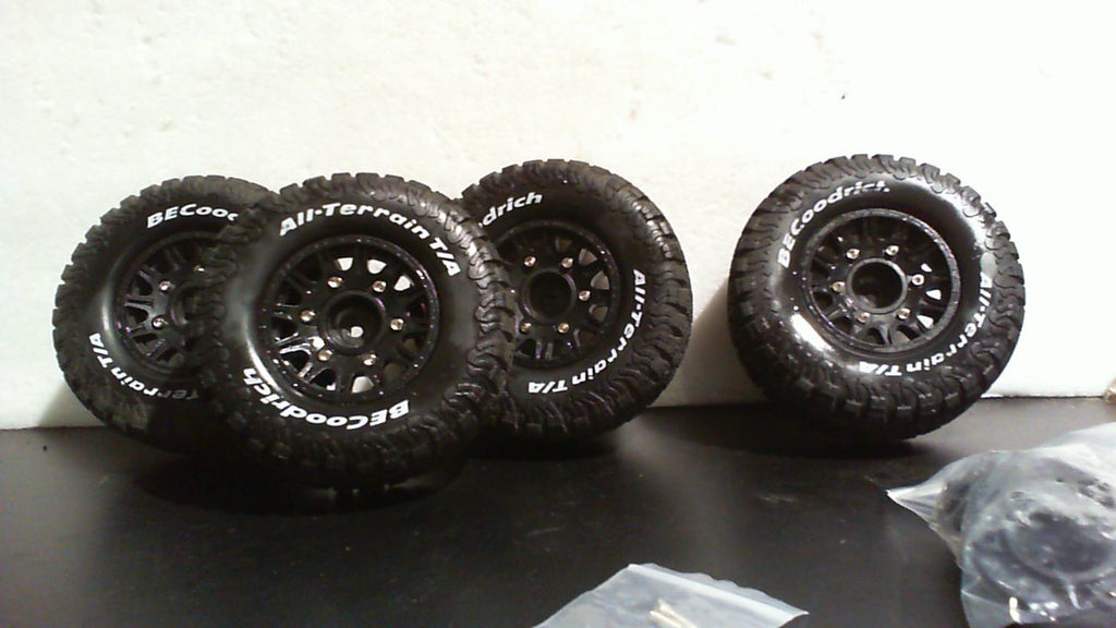 Neumáticos Chanjorlin 1/10 1/8 RC Short Course para camiones, diámetro exterior 113 mm, y llantas hexagonales de 12 mm, 14 mm y 17 mm para camiones todoterreno a escala 1:8 y 1:10, Traxxas Slash 2WD 4x4, Axial, Losi, Redcat (4 unidades, color negro)