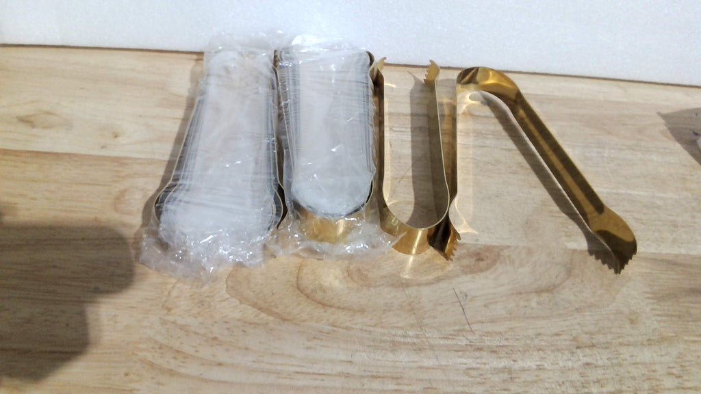 Gejoy 12 pinzas pequeñas para servir de 6.3" Mini Gold Ice de acero inoxidable para aperitivos, ideales para fiestas de té, café, bares y cocinas.