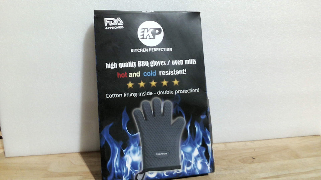KITCHEN PERFECTION Guantes de Silicona para Horno y Ahumador | Resistentes al Calor Extremo | Para BBQ, Parrilla y Freidora | Impermeables | Set con 3 Bonos