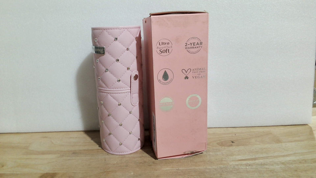 Set de Brochas de Maquillaje Bueart Design Rosa | Ultra Suaves con Portabrochas | para Base, Polvo, Rubor, Difuminado y Contorno | 15 Piezas Plateado/Rosa + Portabrochas