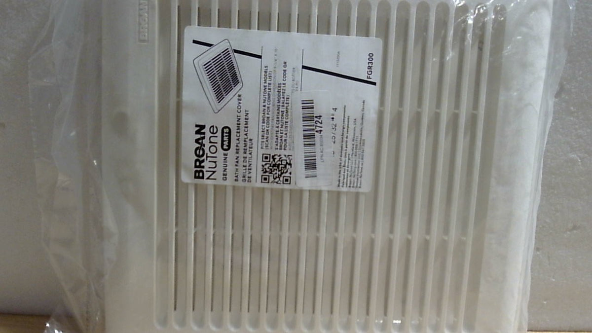 Rejilla de repuesto Broan-NuTone FGR300 para ventilador de baño Roomside Series, fácil instalación, color blanco. Dimensiones de la rejilla: 11-3/8" x 12" x 1".